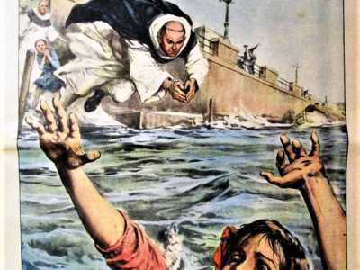 E infine eccoci ad ammirare la copertina del 26 giugno 1955, che mostra la piccola Anna Sebastiani, di appena otto anni, dimenarsi nelle acque del lungomare Imperatore Augusto di Bari. Il suo insolito salvatore sar� un prete: padre Domenico Mastroserio, che gettatosi in acqua con tutta la tonaca domenicana la riporter� a riva sana e salva